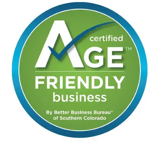 Certified Age Friendly Business By Better Business Bureau of Southern Colorado